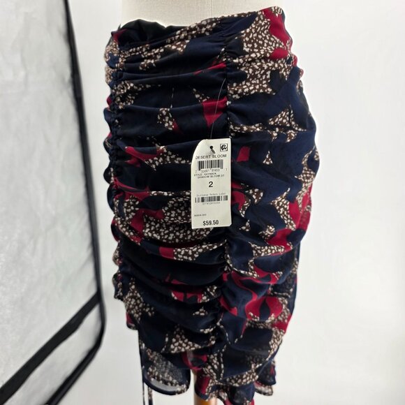 Bar III Womens Ruched Mini Skirt Size 2 Floral Print Polyester Blend - Picture 5 of 12